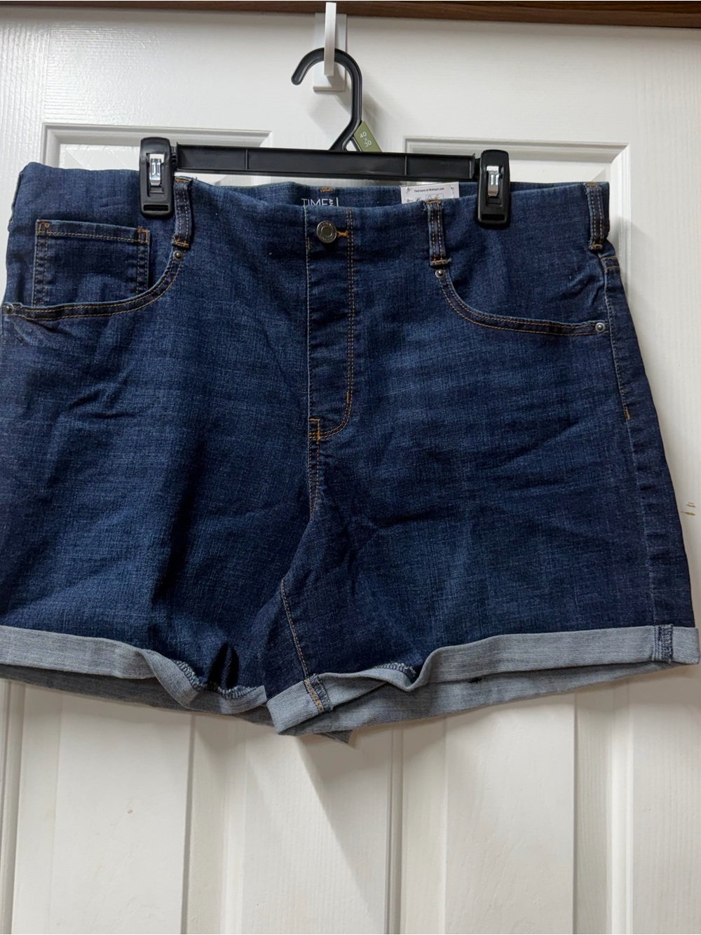 Time and Tru Dark Blue Rolled Hem Denim Shorts